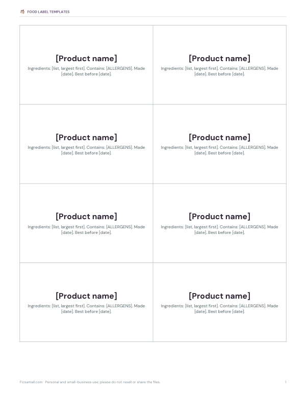Preview of Printable Bake Sale Labels