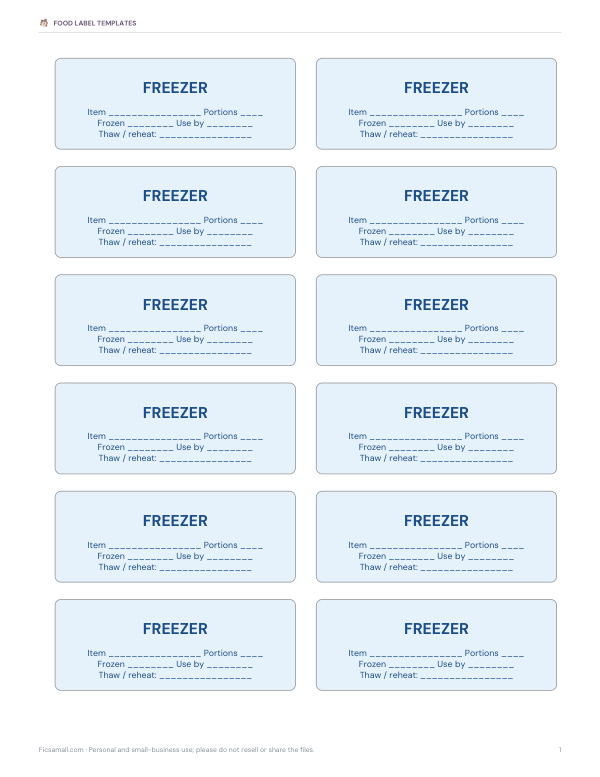 Preview of Printable Freezer Labels