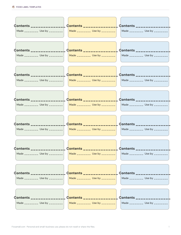Preview of Printable Made On Use By Labels