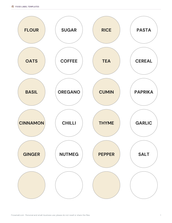 Preview of Printable Pantry and Spice Labels